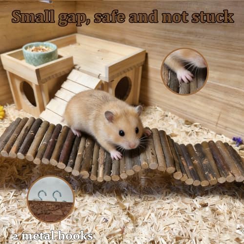 21.7 X 2.7In Wooden Hamster Bridge Rat Climbing Toy for Gerbil Sugar Glider
