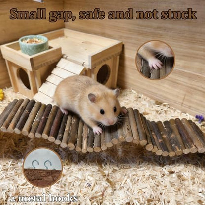 21.7 X 2.7In Wooden Hamster Bridge Rat Climbing Toy for Gerbil Sugar Glider