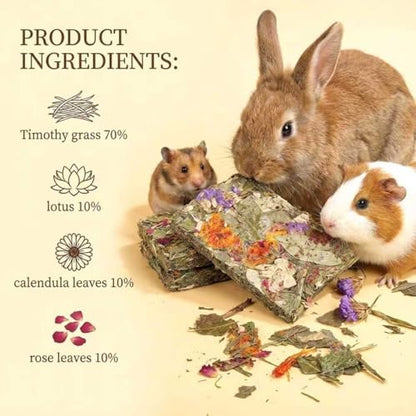 10pcs Rabbit Timothy Hay Chew Toys with Herbal Flowers for Small Pets