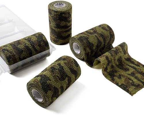 OVIK Health PowerFlex Equine – Extra Strong Self-Adhering Bandage Wrap – Wound Care, Compression & Support Bandage for Horses, Cows & Dogs – Woodland Camo, 4 inch, 4 Rolls (Resealable Case)