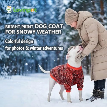 LovinPet Flannel Dog Coat, Winter Dog Coat, Pink Dot Leopard, XL