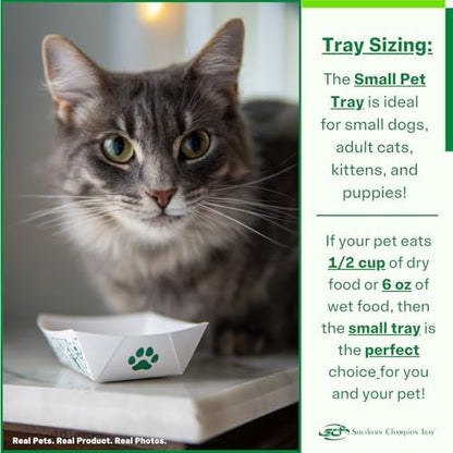 SCT, Small Disposable Pet Food Bowl, 1/2 Cup (100 Quantity) Pet Food Tray, Travel Pet Bowl, Feeding Kittens, Puppies, Cats, and Dogs, Wet Food and Dry Food, 6 oz Capacity