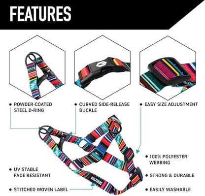 Wolfgang Heavy Duty Adjustable Dog Harness, Pull-Tested to Over 800 lbs for Walking & Training, Quetzal Print, Medium
