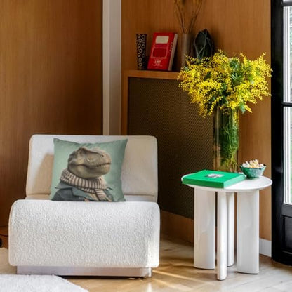 InkRain Winter Animal Cute Tyrannosaurus Rex Pillow Cover 24x24 Inch Set of 2 Home Decor Decorative Cotton Linen Illustration Pillowcases for Living Room House Sofa