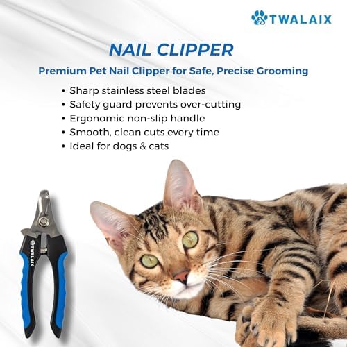 6 in 1 Pet Grooming Kit for Dogs & Cats - Deshedding Brush, Undercoat Rake, Slicker Brush, Nail Clipper, Nail File & Flea Comb for All Coat Types