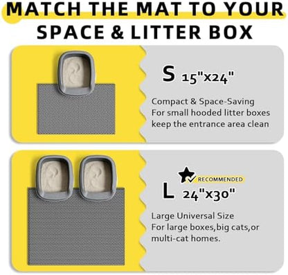 Cat Litter Mat, 30"x24", Waterproof, Easy to Clean (Grey-2Pack)