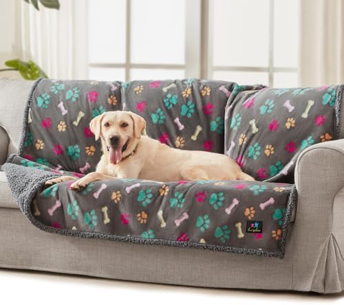 Luciphia Waterproof Dog Blanket Reversible Sherpa Fleece for Large Dogs Cat