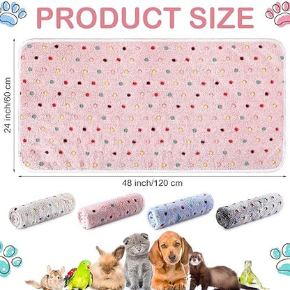 Reginary 4 Pcs Guinea Pig Fleece Cage Liners, Colorful Dot, 24 x 47 Inch