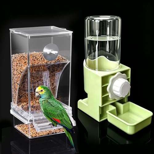 Lemtrflo No Mess Bird Cage Feeder, Automatic Bird Water Dispenser