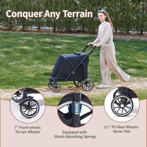 Dog Stroller for Large Dogs (Black, Large Pet Stroller)