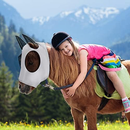 Weewooday 3 Pcs Horse Fly Mask with Ears, L, Black, Gray, Blue