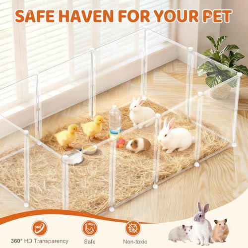 28 Pcs 16.5" H Small Animal Playpen, Indoor Puppy Playpen for Rabbits