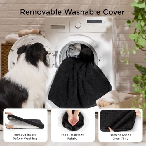 Bedsure Washable Dog Bed Medium Size Dog with Comfy Sherpa, 30x20in Black