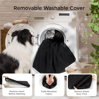 Bedsure Small Dog Bed, Cat Puppy Bed with Comfy Sherpa, 24x16 Inch Black