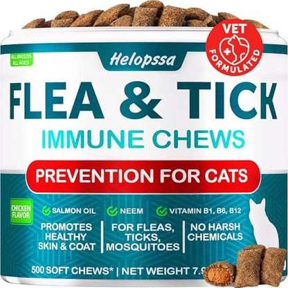 Flea and Tick Prevention for Cats - 500 Treats - Cat Flea &Tick Supplement