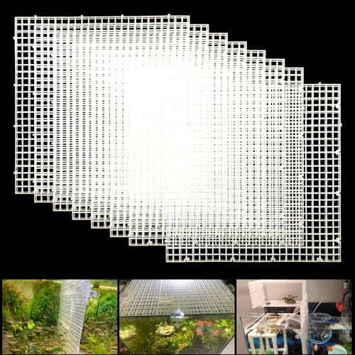 Adjustable Aquarium Fish Tank Divider Filter Bottom Plastic Grid Fish Tank Isolation Board Plastic Egg Crate Tray(White, 8pcs 11.8X11.8Inch with 0.35Inch Hole