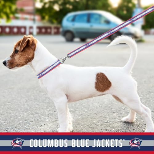 Pets First NHL Columbus Blue Jackets Leash for Dogs & Cats, Medium. - Walk Cute & Stylish! The Ultimate Hockey Fan Leash!, Medium (4 ft Long x 0.62 in Width) (CBJ-3031-MD)
