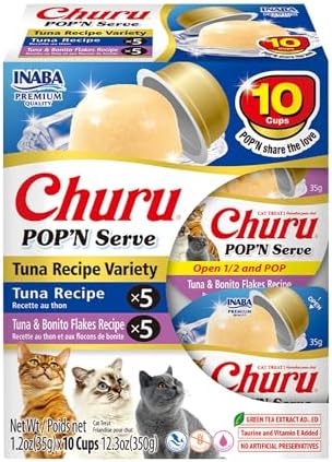 INABA Churu Pop'n Serve Lickable Cat Treats, Tuna Variety, 10ct