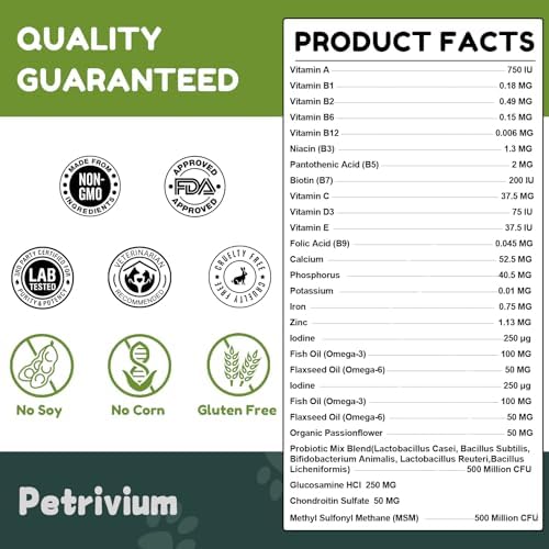 Dog Multivitamin Chewable with Glucosamine & MSM, Omegas 3 & 6, Probiotics, Dog Vitamins and Supplements for Hip & Joint Health, Skin & Coat, Immune Boost & Overall Health 120 Soft Chews