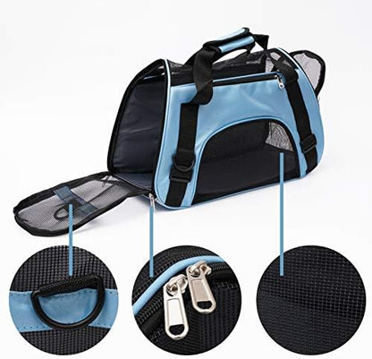 MuchL Pet Carrier Soft-Sided Carriers for Cat Carriers Dog Carrier for Small Medium Cats Dogs Puppies Pet Carrier Airline Approved Cat Dog Pet Travel Carrier (Small, Blue)