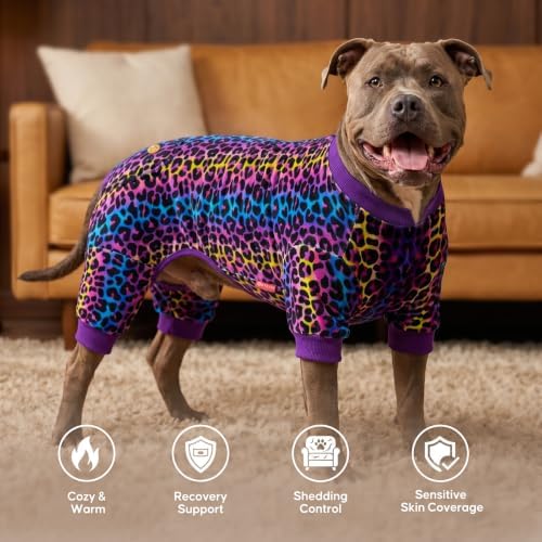 KYEESE Velvet Dog Pajamas for Large Dogs Soft Onesie Shirt, Leopard