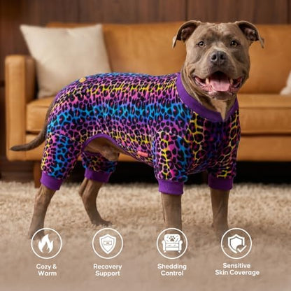 KYEESE Velvet Dog Pajamas for Medium Large Dogs Soft Onesie, Leopard