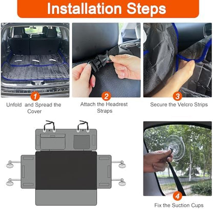 Reliadura SUV Cargo Liner for Dogs, Waterproof Pet Trunk Cover with Bumper Flap Protector, Non-Slip Scratchproof, Non-Slip Dog Seat Mat for SUVs, Large Size Cargo Liner Universal Fit Blue
