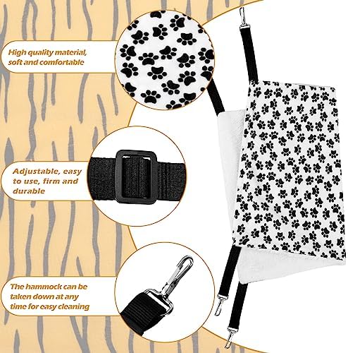 Jetec 2 Pack Cat Hammock for Cage, Zebra and Cat Paw Print, M