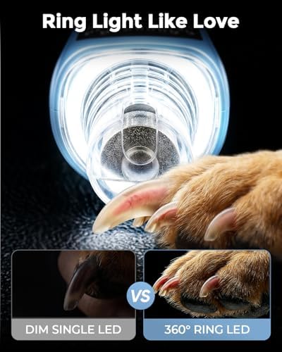 CATPICK 7-Speed Quiet Dog & Cat Nail Grinder with 360° LED for Thick Nails