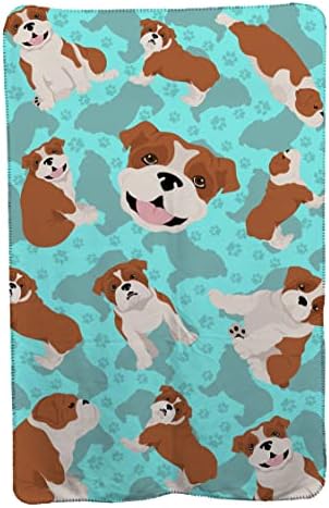 Caroline's Treasures MLM1013TBLT Red and White English Bulldog Soft Travel Blanket with Bag Airplane Blanket, Indoor Outdoor Camping Blanket for Traveling, Picnics, Beach Trips, Concerts