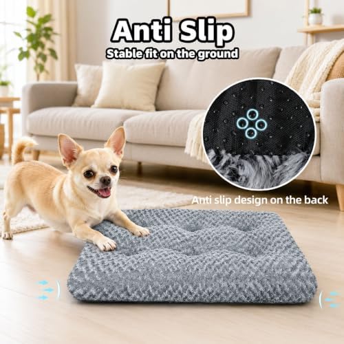 Dog Bed Small Size, Plush Washable Pet Bed Mat, Dog Crate Bed 17"x14"