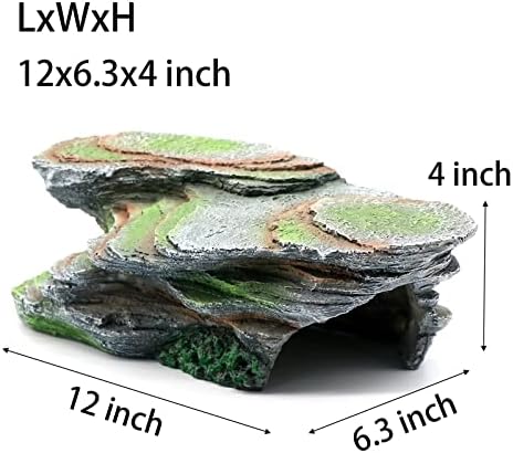 Reptile Resting Terrace Tortoise Climbing Platform Shale Scape Step Ledge, Reptile Cave Hideout Leopard Gecko Accessories Decorations, Great for Reptiles, Amphibians, Bearded Dragons, Lizard, Frogs
