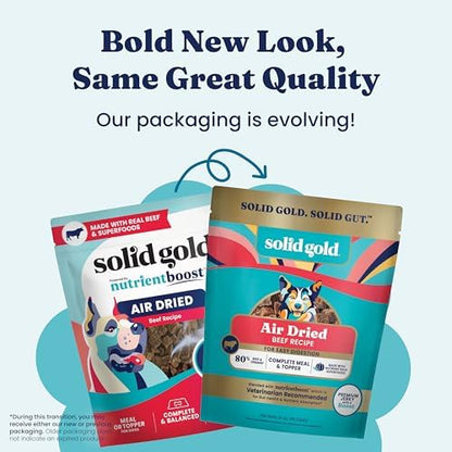 Solid Gold Air Dried Dog Food Topper & Treats for Picky Eaters, Beef, 2lb