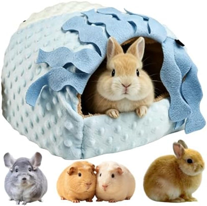 Small Pet Hideout No Bottom Guinea Pig Rabbit Cave Toilet Cover (Blue,Large)