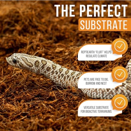 ReptiEarth Reptile Bedding, Fluffy Coconut Fiber Substrate 12 Quart Organic Coco Ready to Use for Bioactive Snake Terrarium, Lizard Tanks with Plants, for Frog, Tarantula or Hermit Crab Habitat (2 Pk)