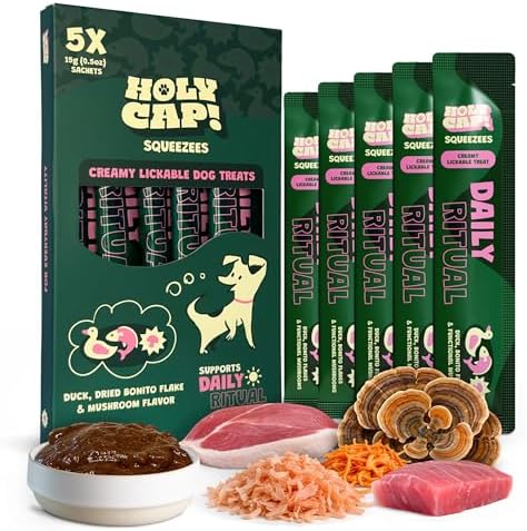 Grain-Free Lickable Dog Treats, Duck & Tuna Purée, 0.5 oz, 5 Pack