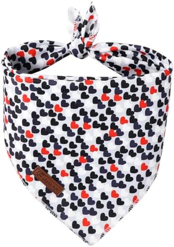 Valentine's Dog Bandana, UP URARA PUP Soft Cotton Adjustable Pet Scarf for Small, Medium, and Large Dogs, Cute and Comfortable Dog Accessory,L