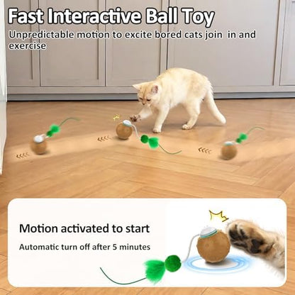 Cat Toys for Indoor Cats, Interactive Ball & 9 Holes Play Mat, Hide-n-Seek Exercise Game, Automatic Ball in Pouch, Mouse Squeaky Stimulating Toy, Motion Activated Kitten Enrichment Toys