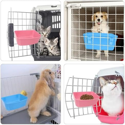 6 Pack Feeder (Blue, Pink), Hanging Feeder,Food and Water Container, Bath Water Bowl Universal for Birds Hamsters Mice Rats Rabbit Guinea Pig Small Pets (S)