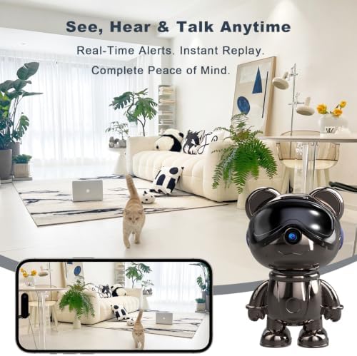 3K Indoor Security Camera Robot, Gunmetal Baby Monitor and Pet Camera Wi-Fi
