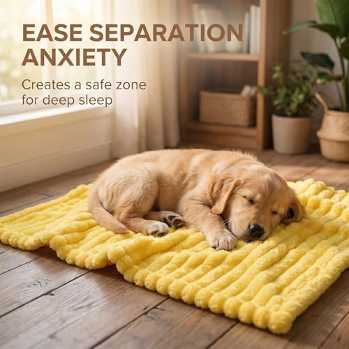 Emotional Support Blanket for Dogs, Yellow Dog Blanket (Dark Blue,47x79in)