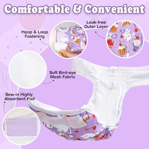 Pet Soft Female Dog Diapers, 3 Pack Washable Dog Diapers Female for Dogs in Heat Reusable Dogs Period Panties, Puppy Diapers (New Animals, L)