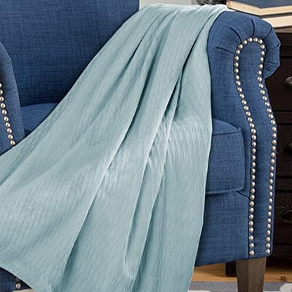 Superior Diamond Weave All-Season Cotton Blanket, Cover for Home, Couch, Bed, Soft, Warm Blankets, Boho Aesthetic, Comfy, Cozy, and Cute Covers, Decorative Bedding Essentials, Twin Size, Aqua