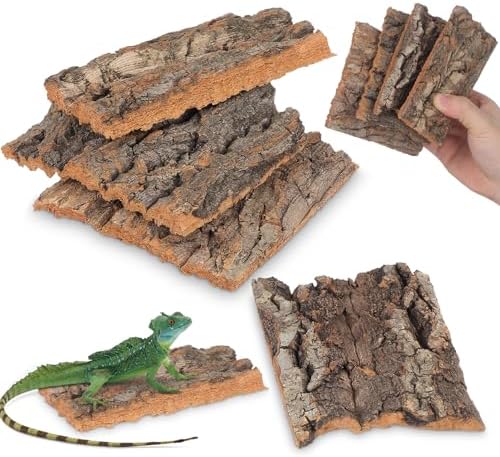 DOITOOL 8 Pcs Reptile Bark Hides, Tree Cork Bark Flats Terrarium Decoration