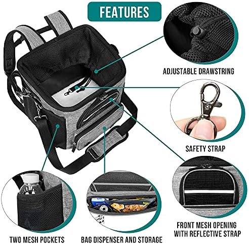 PetAmi Dog Bike Basket, Soft-Sided Ventilated Pet Carrier Backpack, Gray