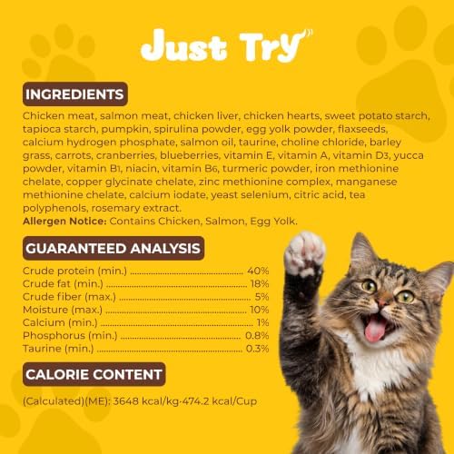 Just Try Freeze Dried Chicken Cat Food with Cat Grass & Taurine, 50g