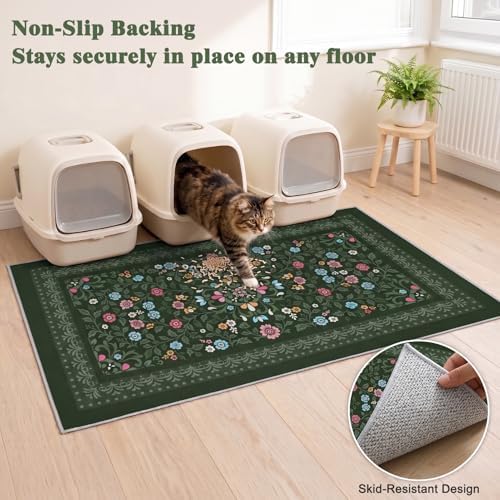 Bienbee Cat Litter Mat, 2 Pack 48" x 36" Machine Washable for Litter Boxes