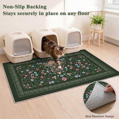 Bienbee Cat Litter Mat, 2 Pack 48" x 36" Machine Washable for Litter Boxes