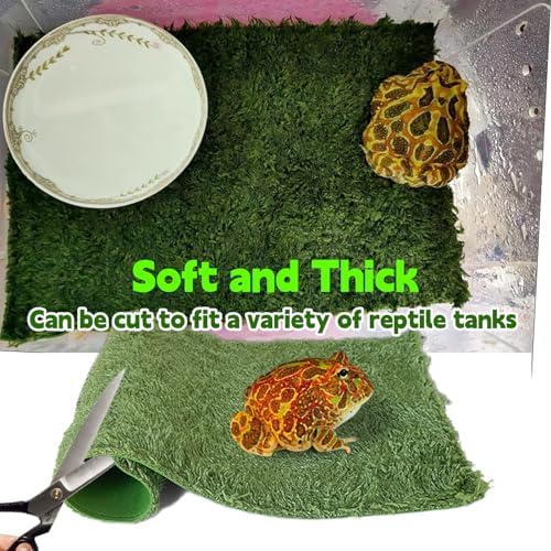 kathson 4pcs Reptile Carpet Terrarium Liner Tortoise Bedding Reptile Substrate Liner Mat Pet Cage Mats Supplies for Lizard Snake Bearded Dragon Gecko Chameleon Turtle Iguana (11.81 X 7.87 in)
