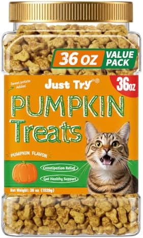 Just Try 36 OZ Pumpkin Cat Treats Salmon for Digestive Health